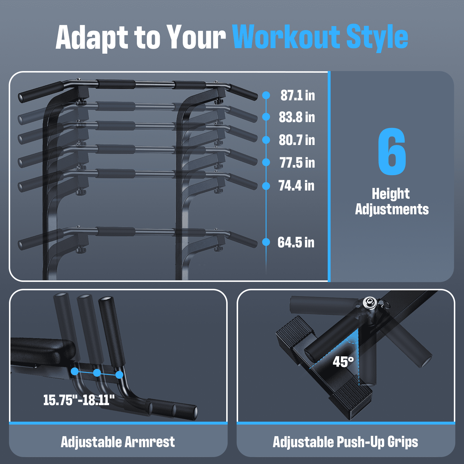 Fed Fitness Sportsroyals Power Tower Pull Up Bar Station, 450LBS Stable Pull Up Dip Station for Home Gym