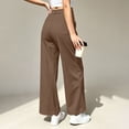thumbnail image 4 of BRELIL Women's High Waisted Wide Leg Trousers with Pockets Casual Streetwear Long Pants Baggy Loose Fashion Outfits Solid Workout Palazzo, Coffee S, 4 of 6