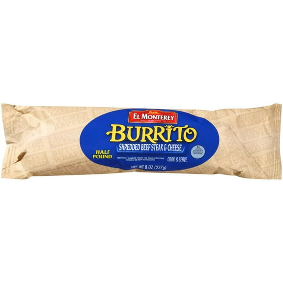 (12 Pack) El Monterey Shredded Beef Steak & Cheese Burrito, 8-Oz. Box