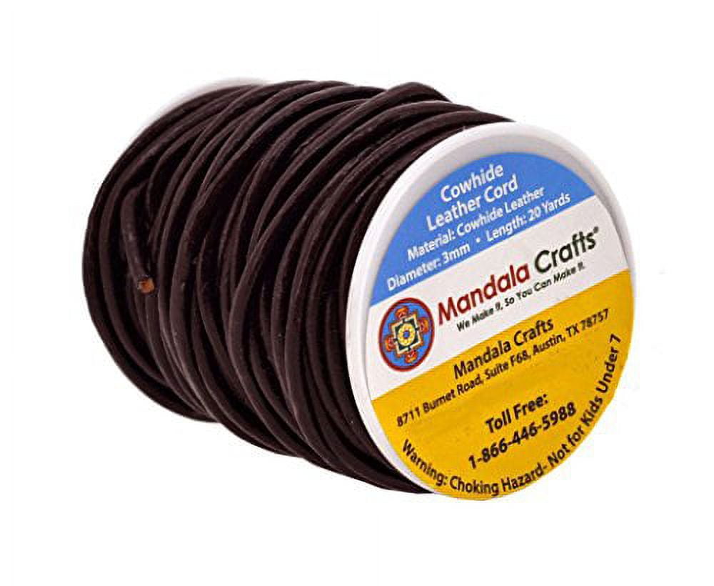 Coitak Round Cowhide Genuine Leather String Cord, 2mm Natural Rawhide Rope for Jewelry Making, Braiding, Necklaces, Bracelet Length 20m/22yards, Black
