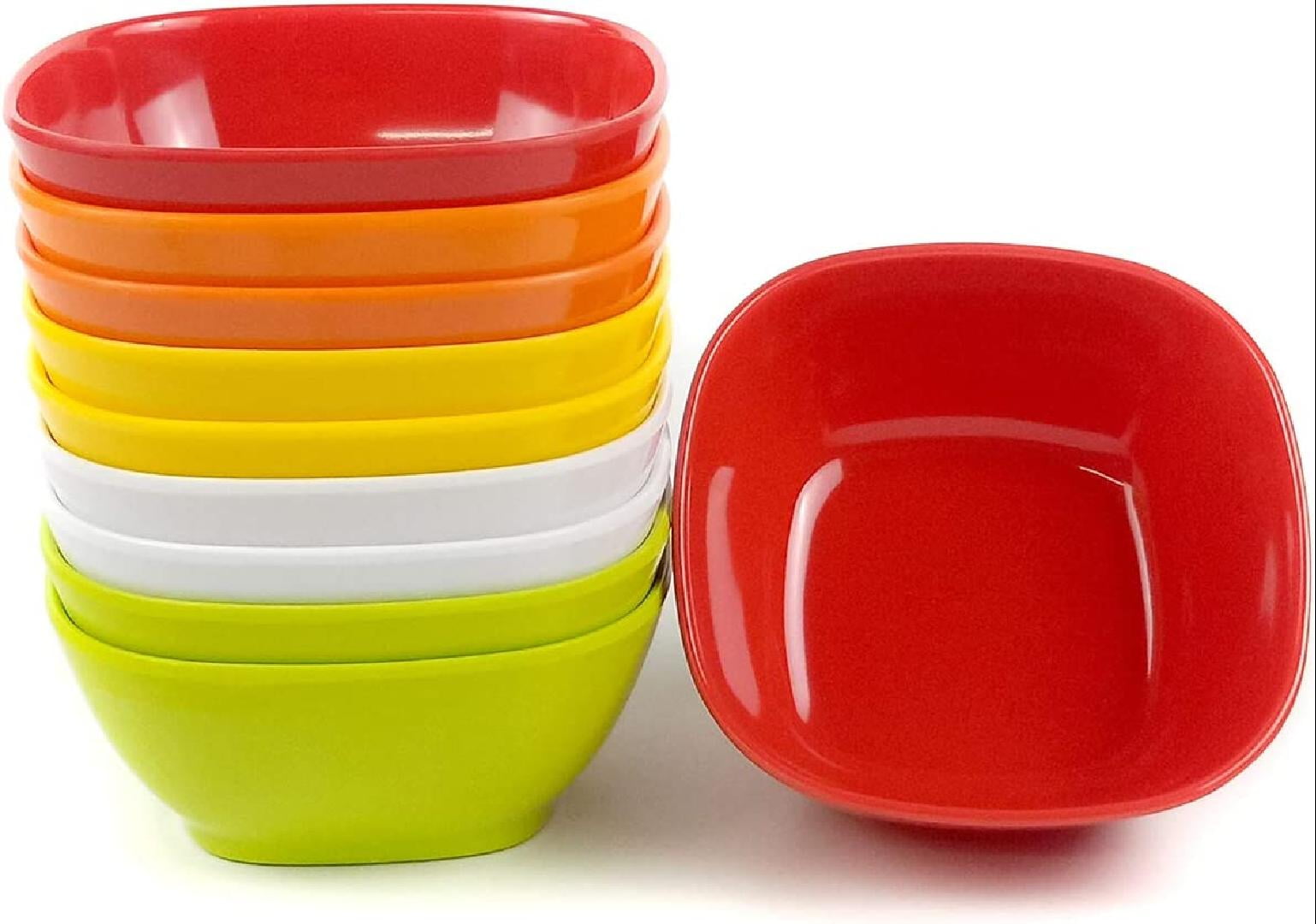 Kryllic Kids Bowls Plastic Bowls Set of 12 Plastic Cereal Bowls 10oz in 4 Colors Toddler Kid Bowl Microwave Safe Bowls Dishwasher Safe Small Bowls