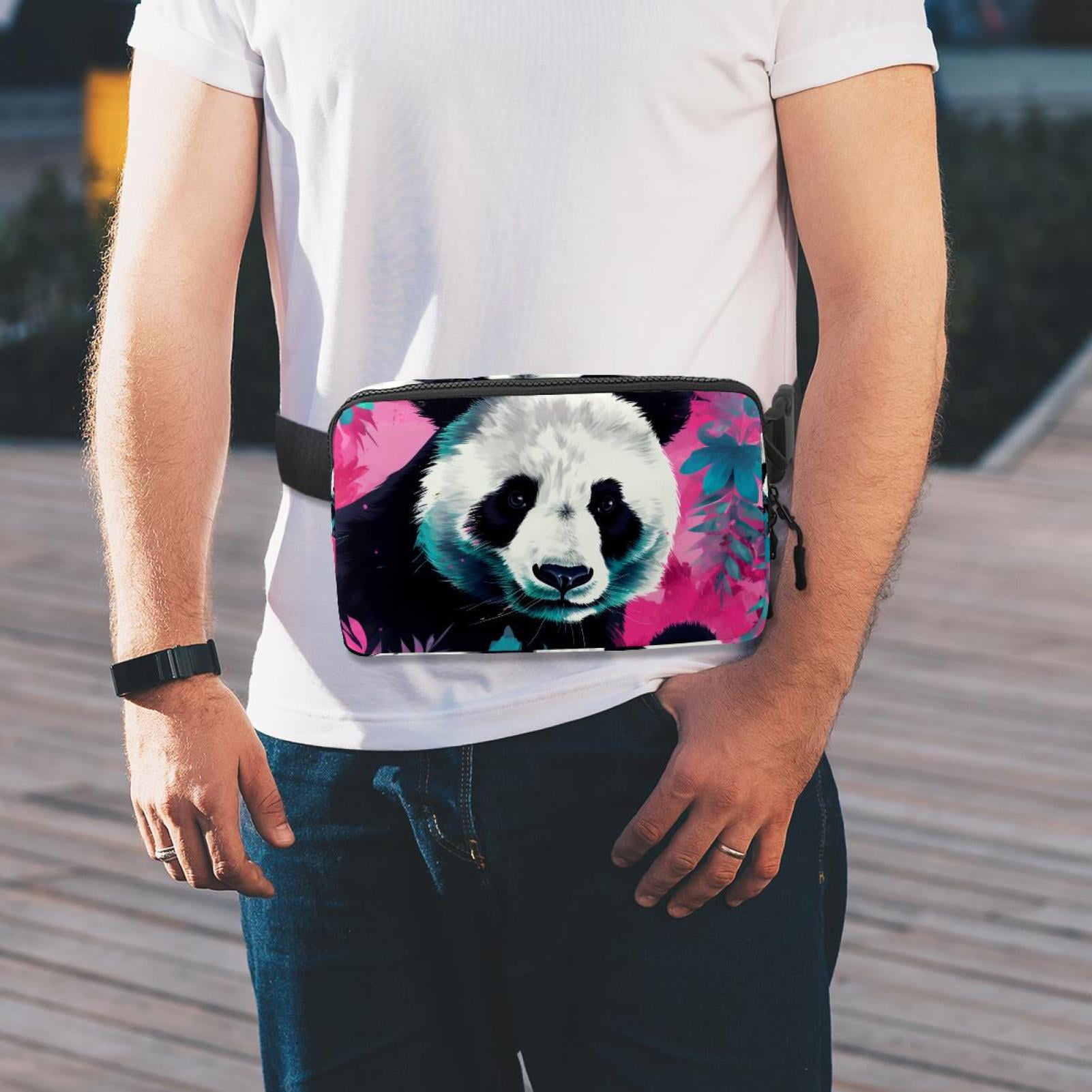 Panda Lightweight Adjustable Cross Body Bag with Extension Strap, Unisex Waist Packs Money Belt Fanny Packs