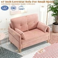 thumbnail image 2 of BedLuxury 47'' Wide LoveSeat, 2-seat Chenille sofa with 2 Pillows for Living Room and Small Spaces, Pink, 2 of 7