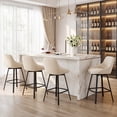 thumbnail image 4 of ONEVOG 25.6" Swivel Counter Stools Set of 3,Linen Upholstered Bar Stools with Full Back,Modern Counter Height Bar Stools with Black Metal Legs for Kitchen Island,Beige, 4 of 11