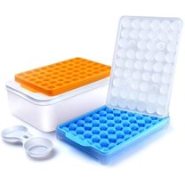 Mini Round Ice Cube Tray with Lid and Bin, 2 pack Silicone Ice Cube Trays for Freezer,Circle Ice Mold,Ice Trays for Freezer Making 100pcs 20mm Sphere Ice Balls Chilling Cocktail Whiskey Coffee