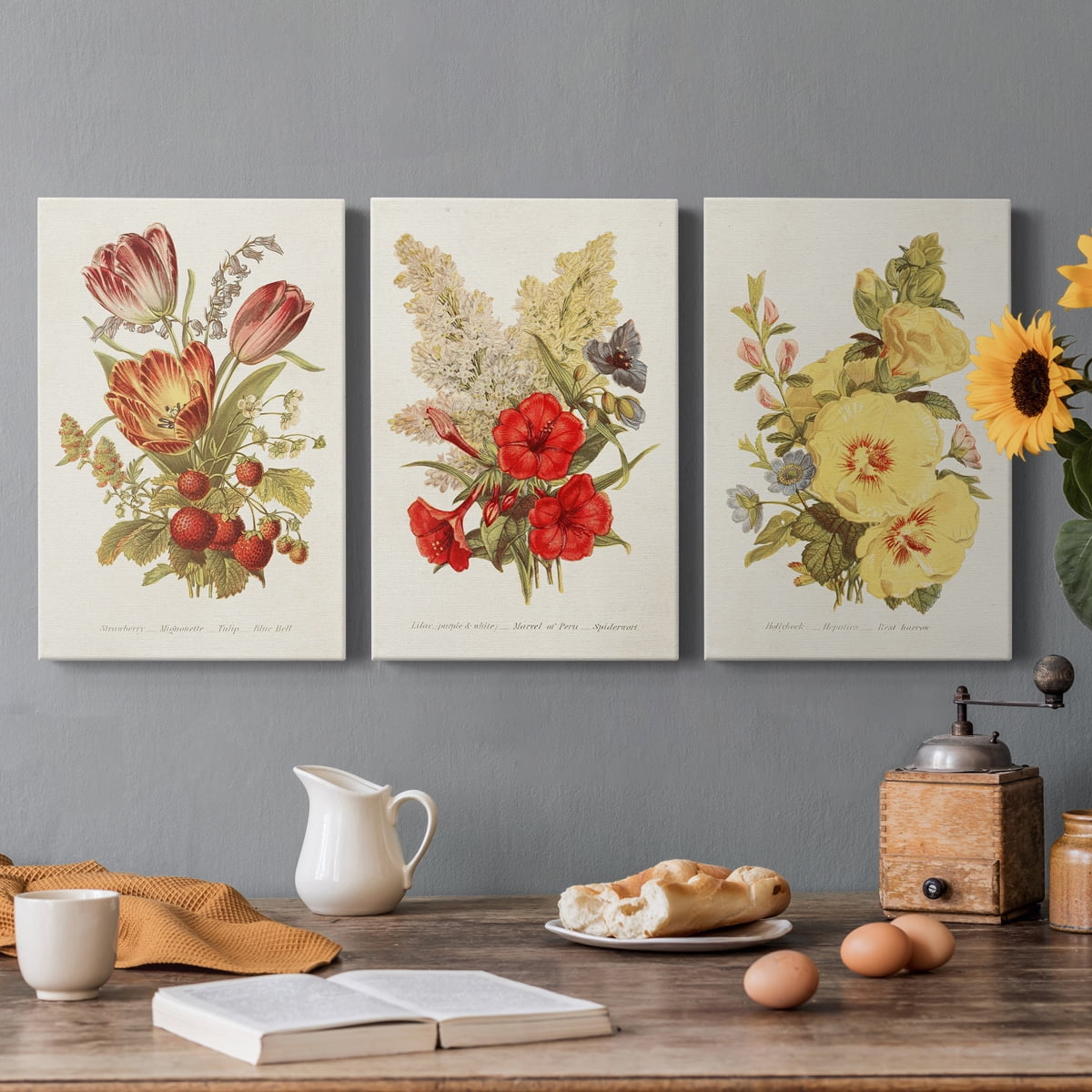 Antique Floral Bouquet IV Premium Gallery Wrapped Canvas - Ready to Hang - 24 x 36 Each