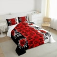 thumbnail image 2 of Manfei Rustic Flower Bedding Comforter Set,Romantic Rose Twin Comforter Sets,Red White Black Bedding Set For Adults,Ultra Soft Home Decor,2 Pieces, 2 of 7
