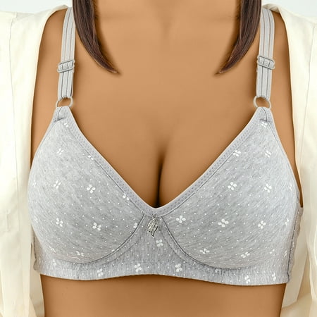 Ndbuld Bras for Women Bras for Women No Underwire Women s Broken Flowers Sexy Comfortable Breathable Exhaust Printing Non-Wired Bra Sales Today Clearance M Gray