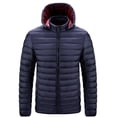 thumbnail image 4 of Wrtxtat Men's Full Zip Jackets Drawstrings Winter Warm Solid Color Midweight Puffer Coats with Pockets Detachable Hood Outerwear Dark Blue L, 4 of 4