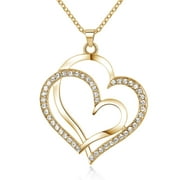 Infinity Women's Love Heart Necklace Round Diamond jewelry 18" , 18K Gold Plated, Silver Plated, silver gold