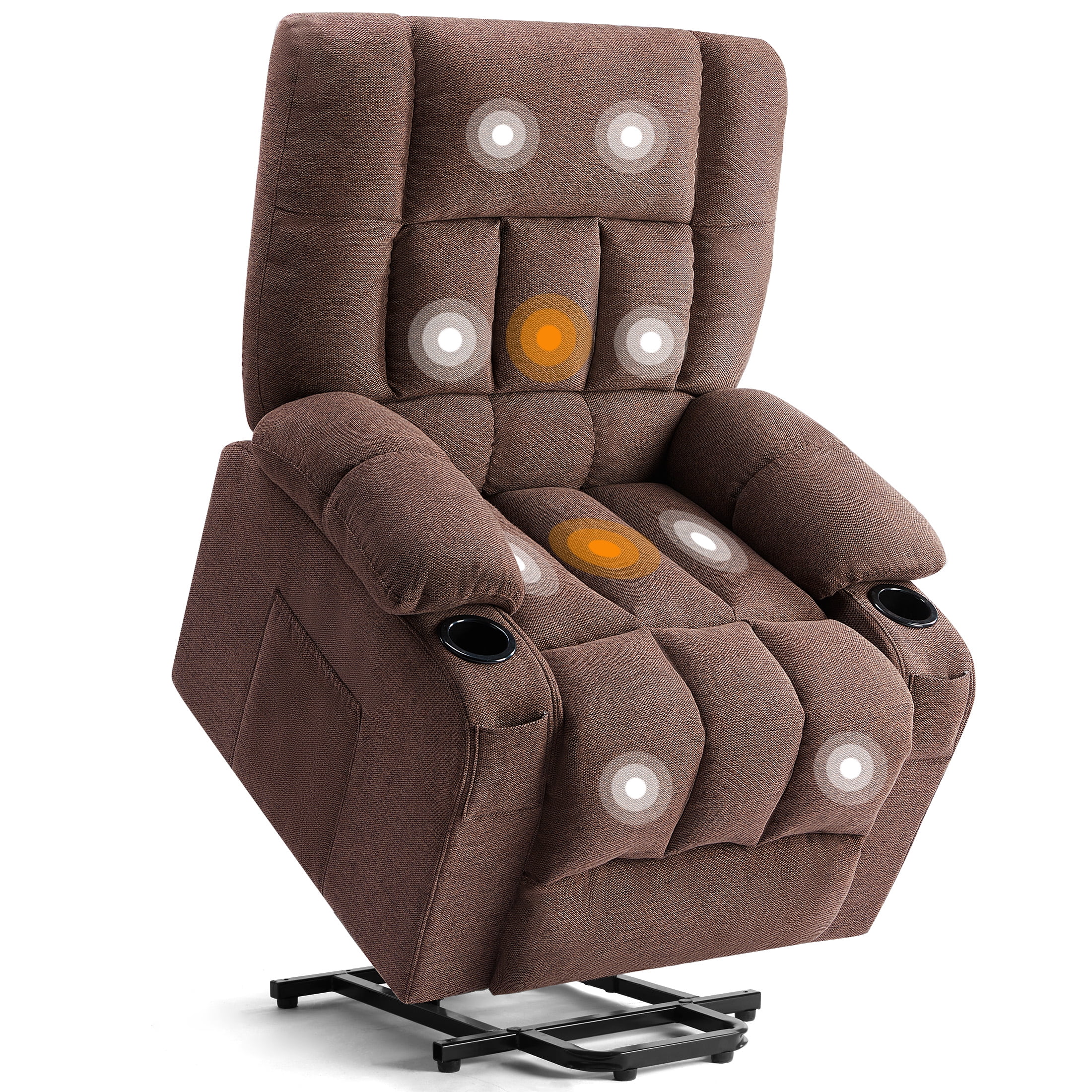 GIANNA Recliner Chair with Vibrating Massage and Heating, Adjustable Electric Power Lift Chair with Remote Control, For Living Room, Brown