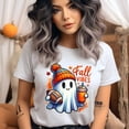 thumbnail image 2 of Fall Vibes Ghost T-Shirt | Cute Halloween Football Coffee Tee | Unisex Autumn Shirt, Black, Size L, 2 of 6
