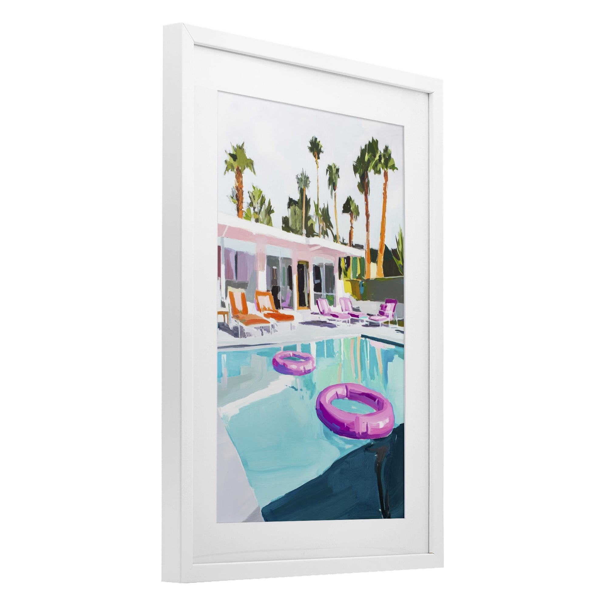 Stupell Industries Palm Springs Poolside Impression White Framed Print Under Glass, design by Sisi and Seb
