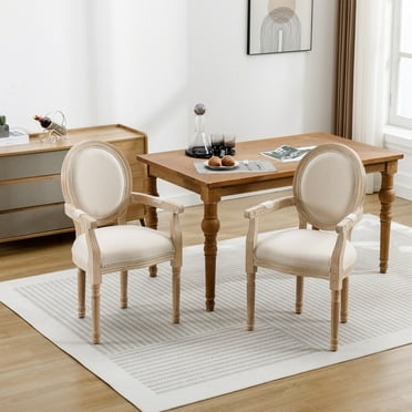 GeeHome French Style Solid Wood Dining Chair,Set of 2,Cream