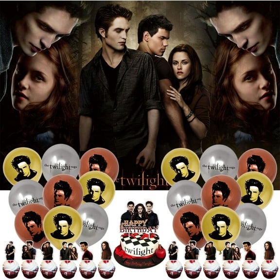 Twilight Party Supplies Set Balloons Cake Toppers Banner Birthday Decoration Themed Party Decor