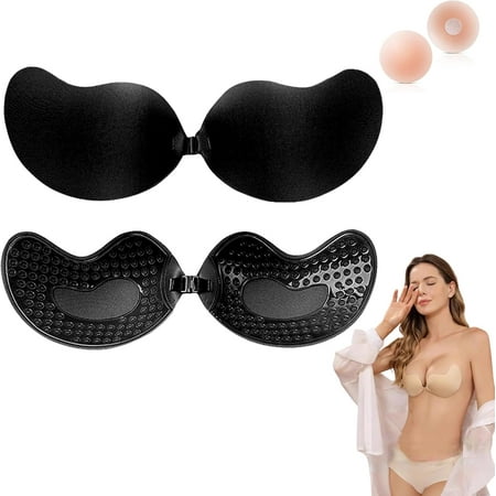 EvelynPro - Invisible Diva Strapless Backless Push up Bra Strapless Push Up Bra with Nipple Covers  Silicone Adhesive Cups