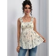 thumbnail image 4 of Women's Maternity Tank Tops Floral Babydoll Top Square Neck Smocked Peplum Blouse Shirts Color XL, 4 of 8