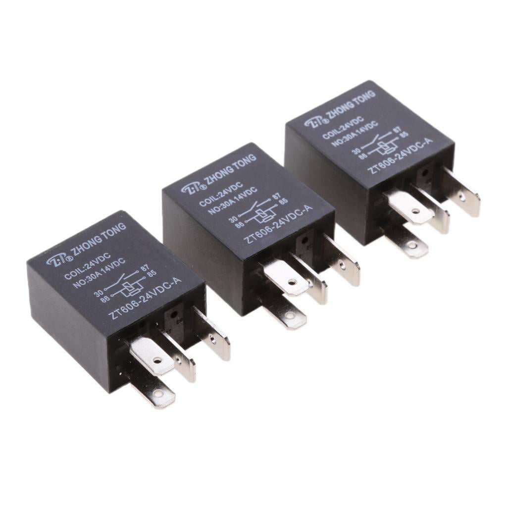 3 Pieces Car High Current DC 24V 40A Normally Open Contact 4PIN SPST Relays 