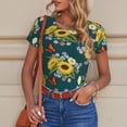 thumbnail image 6 of Fotbe Sunflowers Women's Crew Neck Short Sleeves Bodysuit Tops Round Neck Slim Sleeveless Soft Comfortable Basic-Small, 6 of 7