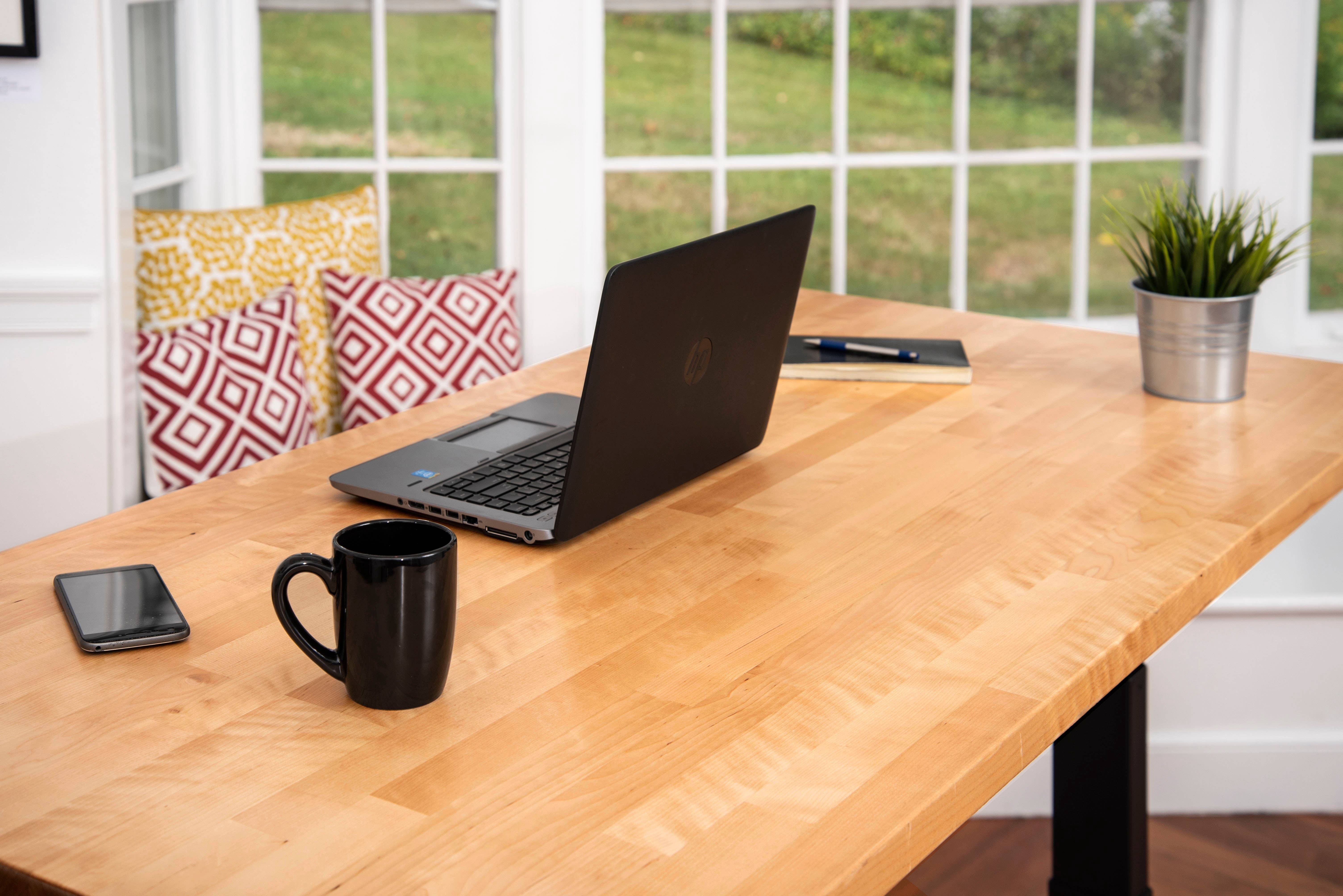 Stand Up Desk Store Dual Motor Electric Adjustable Height Standing Desk with EZ Assemble Steel Frame (Charcoal Frame/Gloss White Top, 60" Wide)