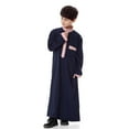 thumbnail image 7 of ANINEO Boy's Arab Solid Color Thobe Long Sleeve Kaftan Embroidered Robe Arabic Abaya Thobe, 7 of 7