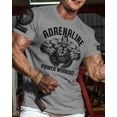 thumbnail image 2 of Gymish Adrenaline Workout T-Shirt for Men – Motivational Gym Tee, Funny Lifting Fitness Shirt, Heather Grey with Sleeve Logo, Small, 2 of 6