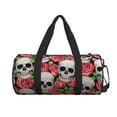 thumbnail image 2 of Disketp 45l Foldable Duffel Bag,Water-Resistant Sports Gym Bag,Portable Weekender Bag Lightweight For Travel,Fitness And Camping-Skull And Roses, 2 of 8