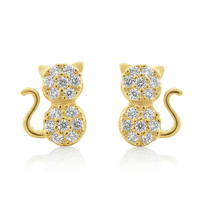 Vinali 14K Yellow Gold Women's CZ Cat Earrings