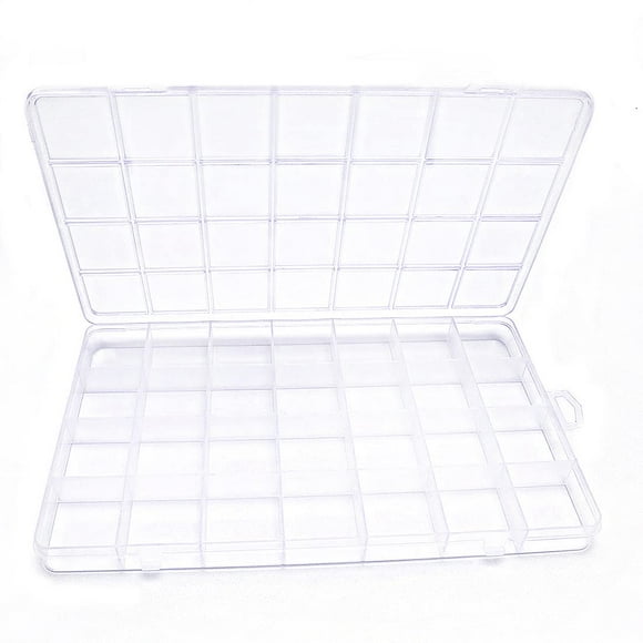 IOOLEEM 28 Grids Plastic Bead Organizer Box Organizer Container Storage Box Dividers for bead arts and crafts.