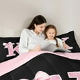 thumbnail image 3 of Manfei Personalized Initial K Twin Bedding Sets 7-Piece for Girls, Pink Bow Tie Bedding Comforter Set, Watercolor Monogrammed Sheet Sets, Breathable Room Decor, 3 of 6