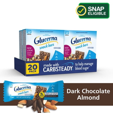Glucerna Snack Bars Dark Chocolate Almond 40 g Bars (Pack of 20)