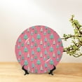 thumbnail image 6 of Bingfone Pastel Christmas Trees on Pink Print Bone China Dinner Decorative Plates,Handmade Ceramic Dinner Plate with Stand for Home Club-7in, 6 of 6