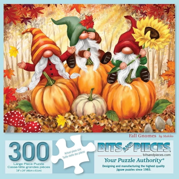 Bits and Pieces Fall Gnomes Jigsaw Puzzle, 300-Piece, 18" x 24"