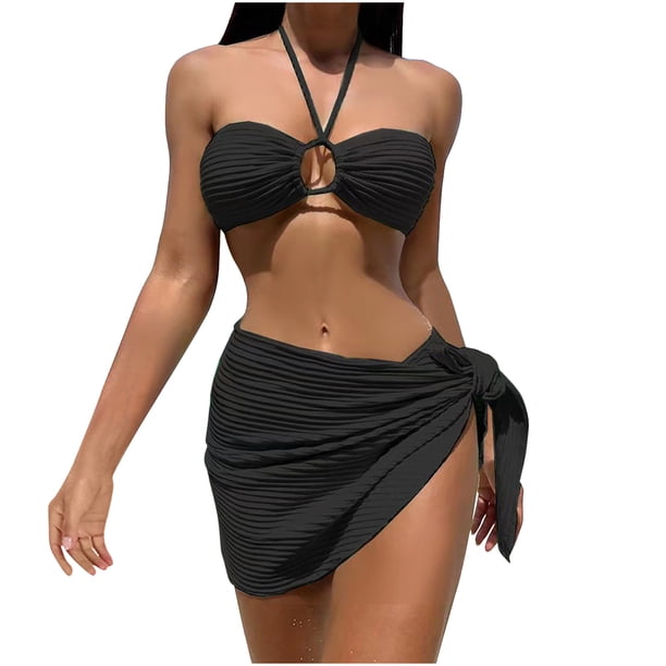 Conjunto Cómodo de Traje de Baño de Mujeres, Traje de Baño Sexy Y de Moda de Color Sólido para las Vacaciones en la Playa