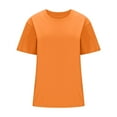 thumbnail image 4 of Pincandy Women's 2025 Spring/Summer Fashion Clothing 3/4 Sleeve T-shirt Round Neck Top Shirt Comfort Colors Adult Heavyweight Short Sleeve Tee, Style,Orange,L, 4 of 9
