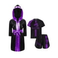 thumbnail image 1 of iiniim Enfants Garçons Uniforme de Boxe Long Cape à Capuche en Satin Peignoir de Boxe avec Ensemble de Survêtement d'Entraînement Violet 8, 1 of 5