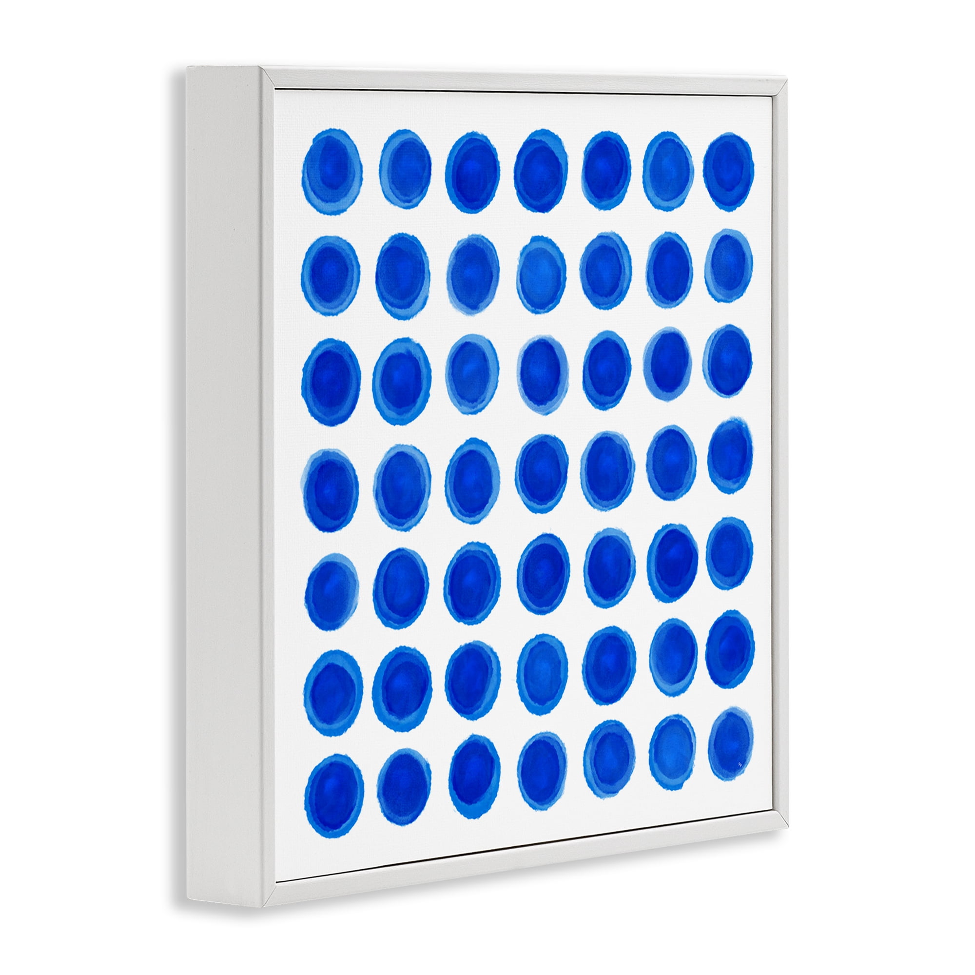 Stupell Industries Blue Dots Uniform Pattern White Framed Giclee Art, design by Martina Pavlova