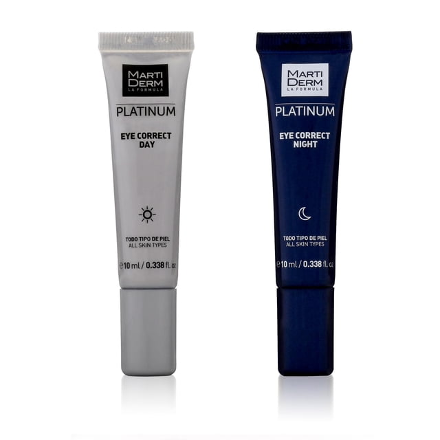 MartiDerm Eye Correct Duo. Crema y Gel día y noche hidratante contorno de ojos. Reduce y disimula bolsas y ojeras - 2 X 10 Ml