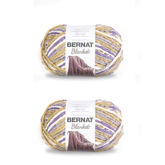 Bernat Blanket Lilac Bush Yarn - 2 Pack of 300g/10.5oz - Polyester - 6 Super Bulky - 220 Yards - Knitting/Crochet