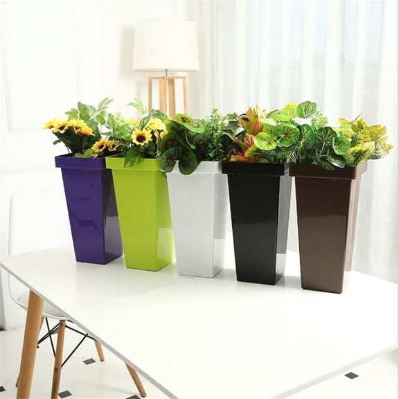 Roofei 4.33''x6.69''x13.38'' Square Yellow Plastic Plant Pot with Weather Resistant Features