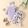 thumbnail image 4 of ZRBYWB Girl Clothes Long Sleeve Ribbed Romper Bodysuit Cartoon Dairy Cow Print Bell Bottoms Pants Outfits Baby Clothes, 4 of 6