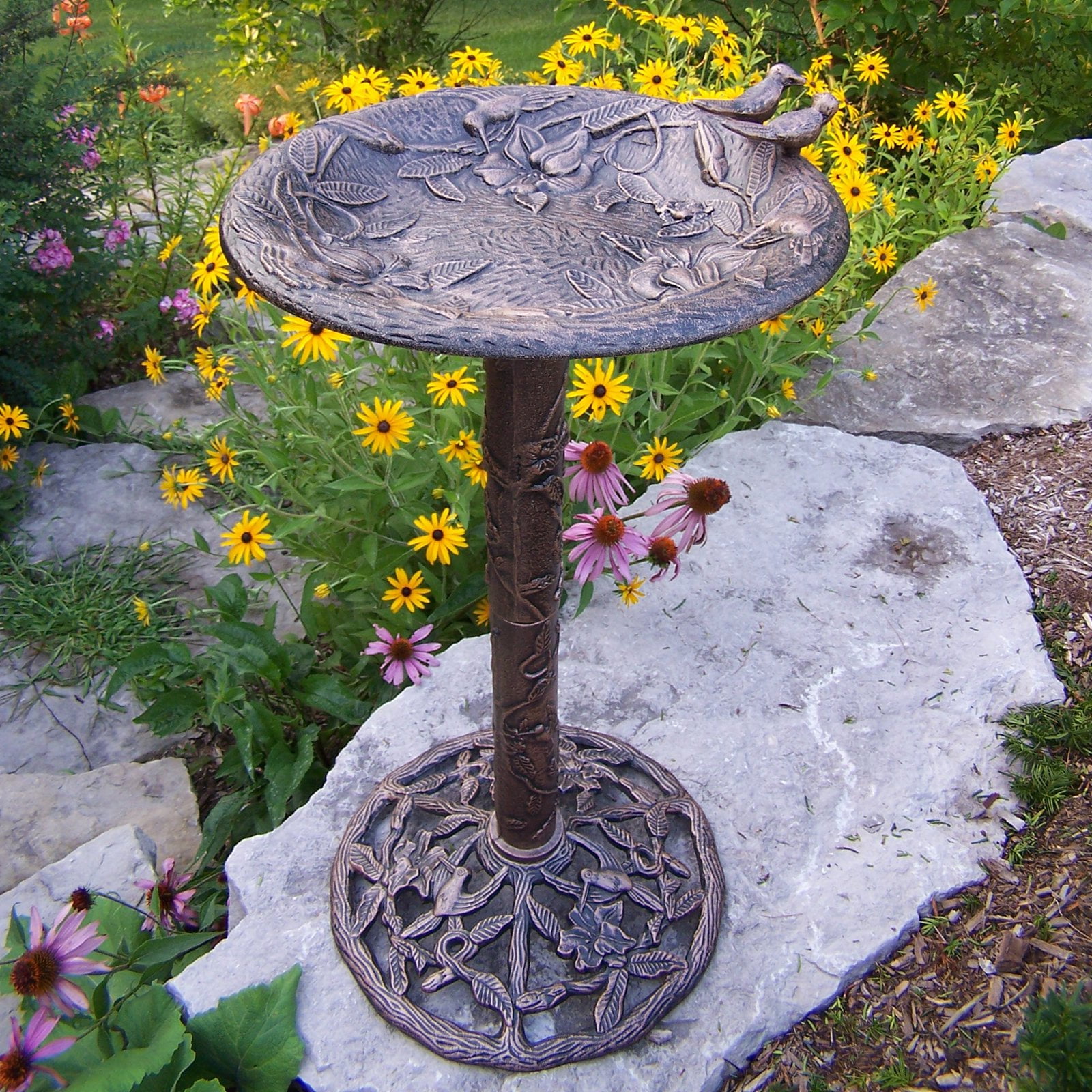 Oakland Living 5131-AP Hummingbird Bird bath - Antique Pewter