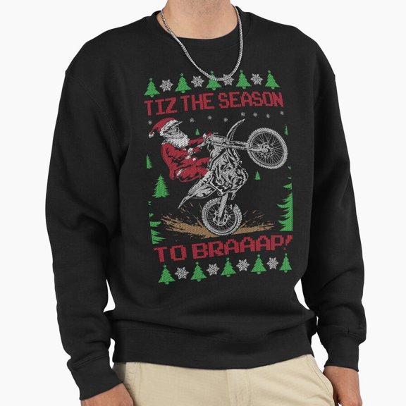 Motocross Dirt Bike Funny Christmas Unisex Sweatshirt Funny St. Nick Retro Vintage Graphic G9965, Up to Size 5XL