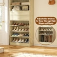 thumbnail image 3 of Homieasy 2-Pack 10-Tier Shoe Cabinet Set with 4 Drawers, 65cm Width Freestanding Organizer – for Entryway, Bedroom, Living Room,White Oak, 3 of 9