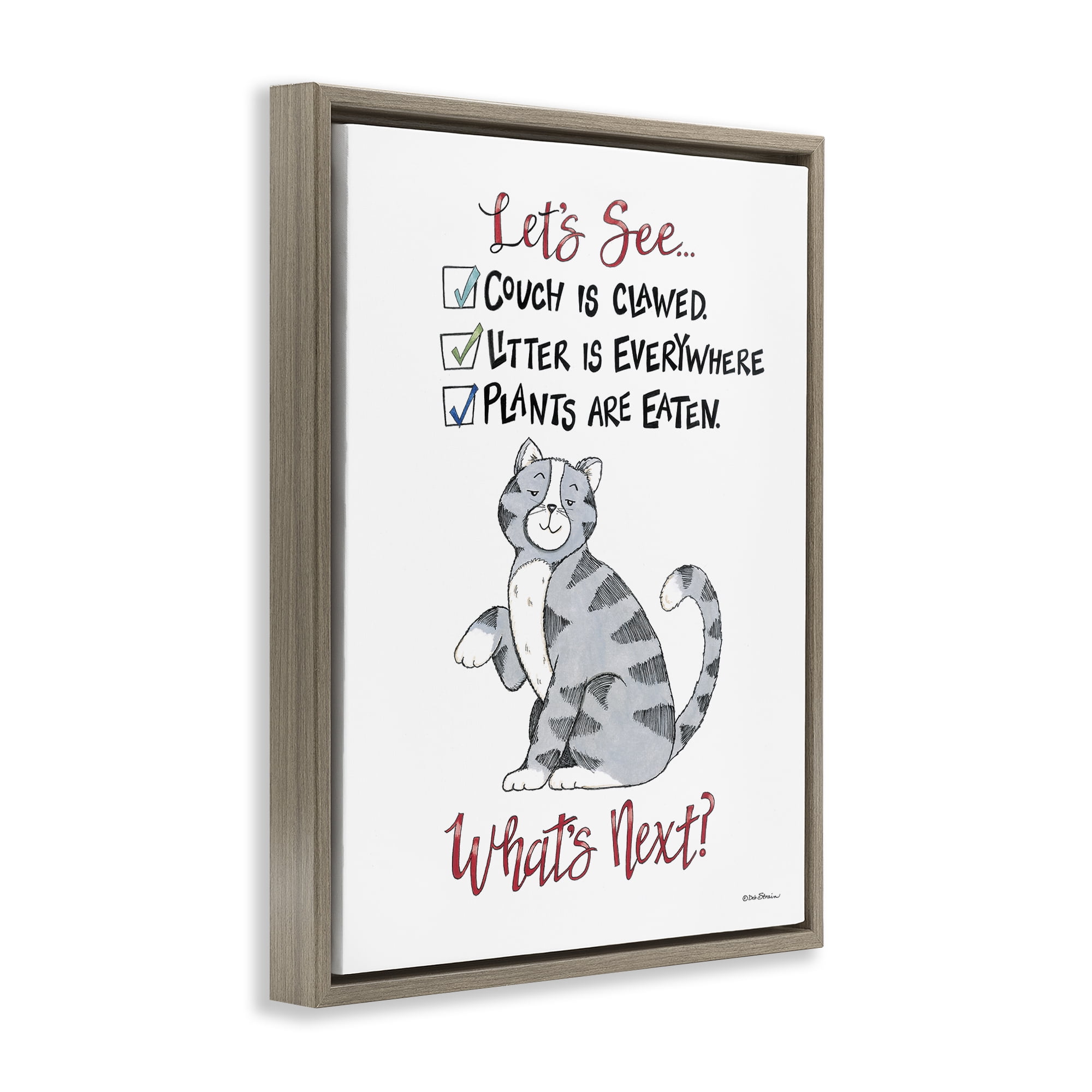 Stupell Industries Funny Troublemaker Cat Animals Painting Brown Floater Framed Canvas Art Print Wall Art, 17 x 21