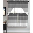 thumbnail image 3 of Black Grey Striped Kitchen Curtains Swag Valance and Tier Curtains Set 24 Inch Length, Farmhouse Modern Rod Pocket Drape Panels Pair Swag Curtains for Bathroom/Cafe/Window, 3 of 6
