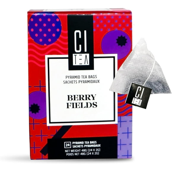 Berry Fields, Wild Berries Black Tea in Tea Bags Individually Packaged - 2g x 24 Teabags - Citea