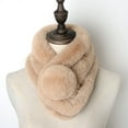 thumbnail image 3 of Bufanda de tres tubos de pelo de conejo de imitación para mujer, jersey de cuello cálido de felpa grueso y moderno para invierno, 3 of 6
