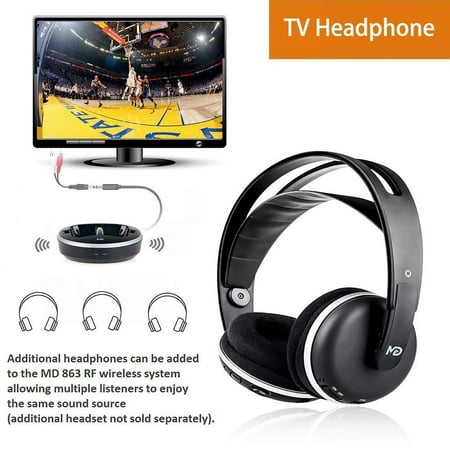 Wireless Universal TV Headphones, Monodeal Over-Ear Stereo RF Headphones With Charging Dock, LOW LATENCY Volume Adjustable For Gaming TV PC MOBILE, 25hr Battery