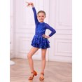 thumbnail image 7 of IBTOM CASTLE Girls Sparkle Sequins Dance Outfit Kids Latin Hip Hop Jazz Dancewear Mesh Long Sleeve Glitter Dress with Shorts Set 宝蓝, 7 of 7